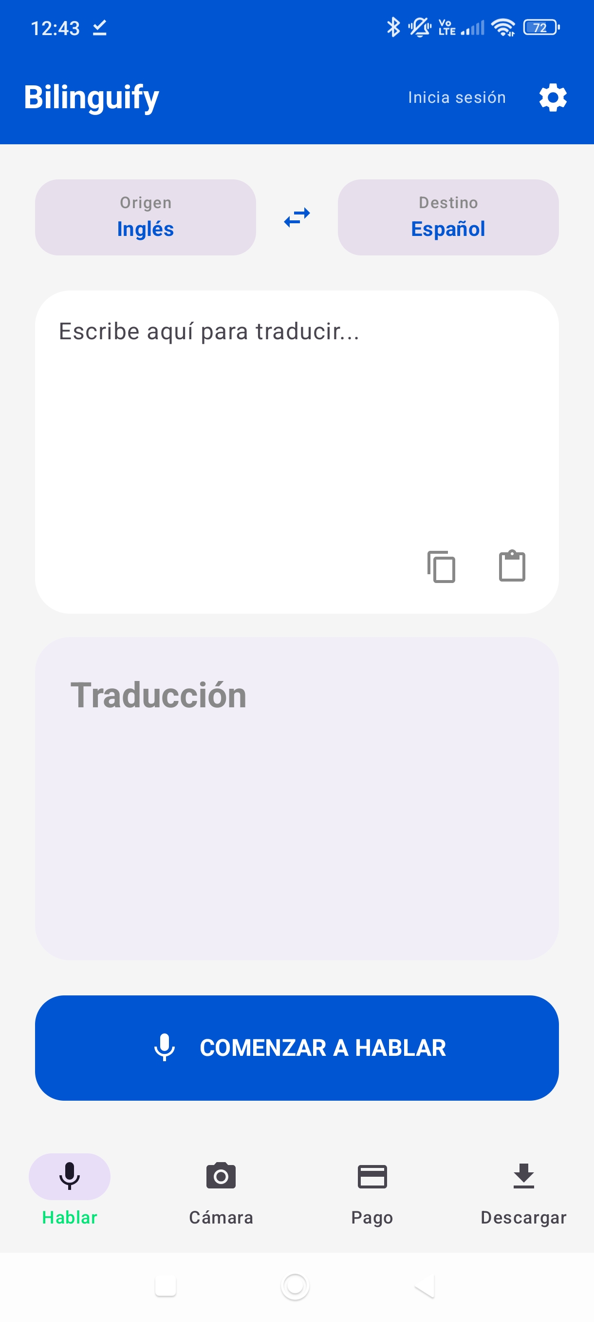 Pantalla principal